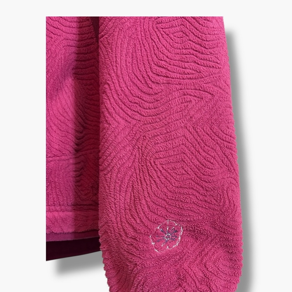 L.L. Bean Textured Fleece Jacket Pink Berry Floral Trim M - Picture 6 of 12